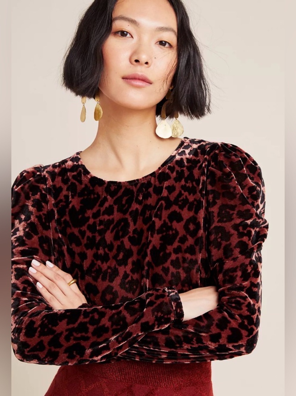 Dolan Left Coast Charley Velvet Leopard Print Blouse Anthropologie Size M